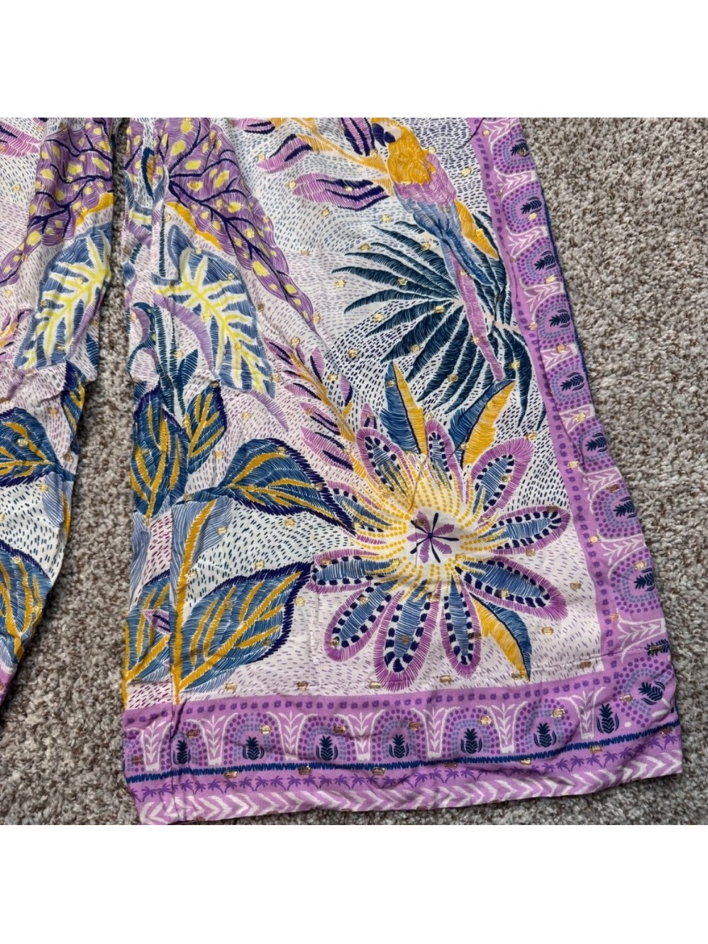 Farm Rio XL Purple tropical toucan wide leg palazzo pants - Picture 2 of 11